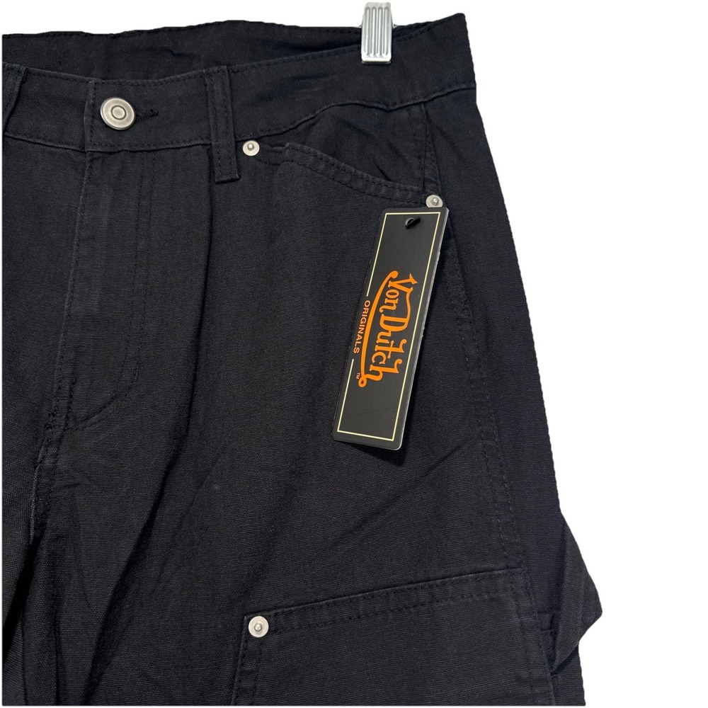 Von Dutch Jeans Mens Sz 30x32 Double Knee Patch Graphic Black Denim -NEW w/ Tag - Picture 3 of 13